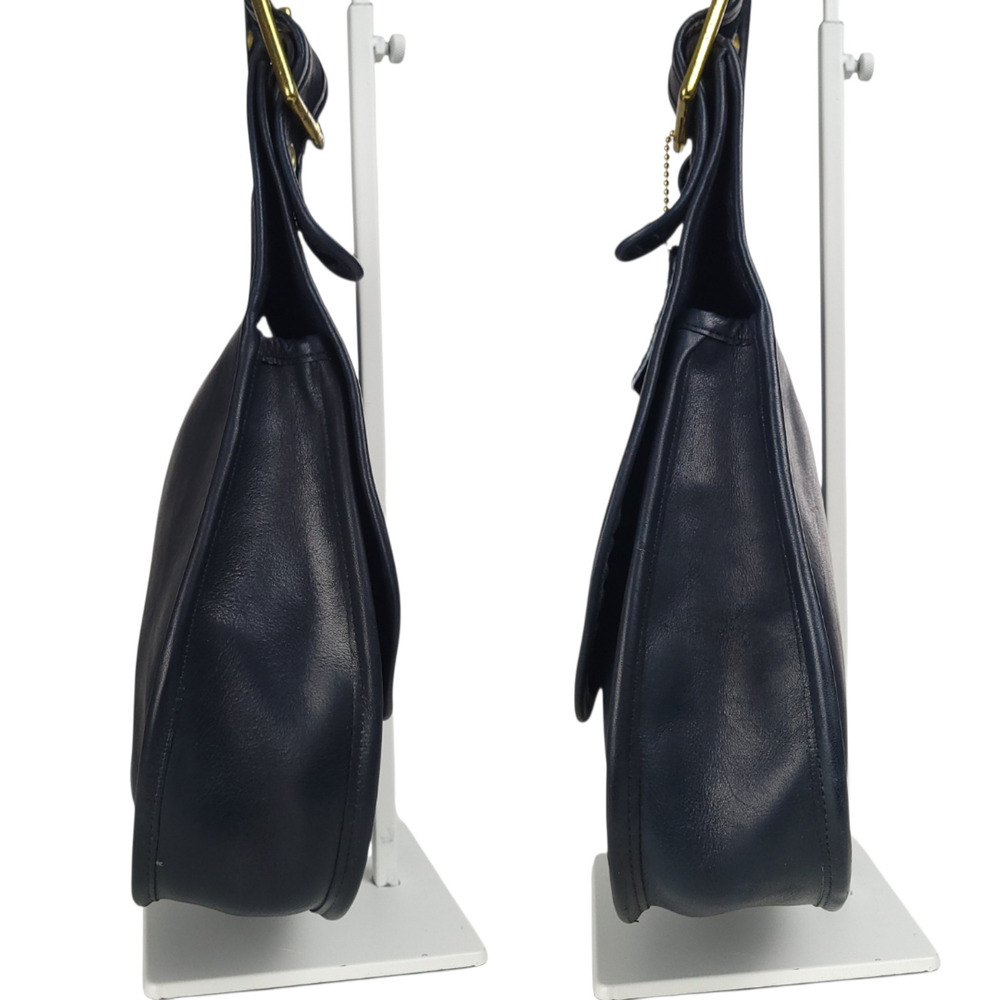 COACH Vintage Crescent Saddle Shoulder Bag 9235 NYC Navy Blue Leather Turn Lock - Picture 9 of 15